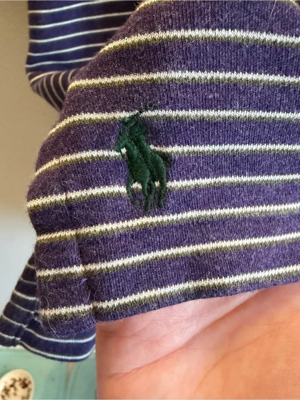 Ralph Lauren Purple and White Striped Polo Shirt